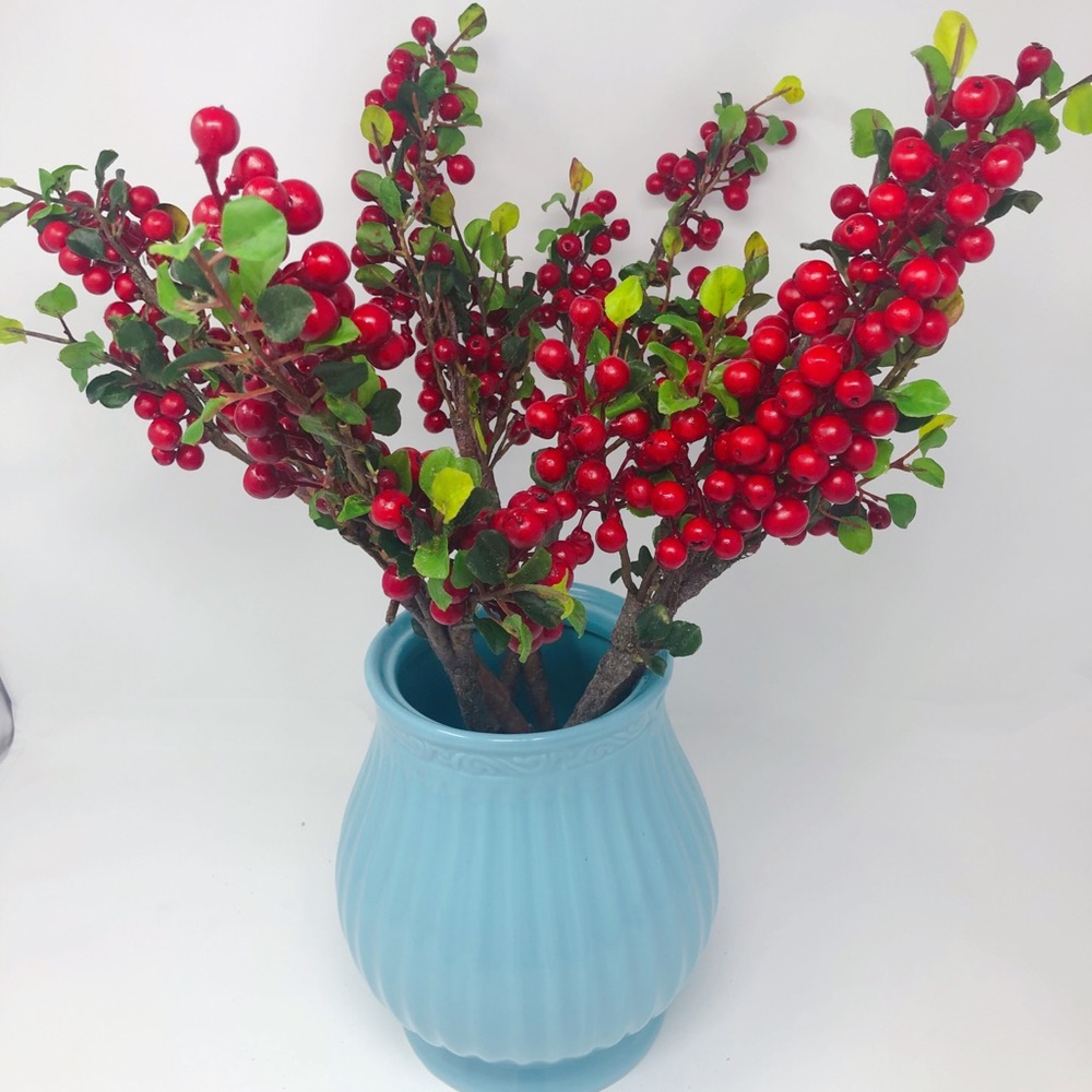 7 inch H blue ceramic flower vase for home decor